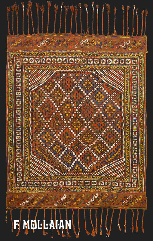 Antico Persiano Afshari Sumak kilim con disegno Tribale n°:49404343